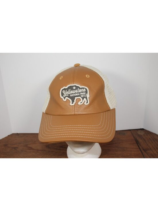 American Needle Other - Yellowstone Tan Leather SnapBack With Buffalo Patch Mesh Back American Needle
